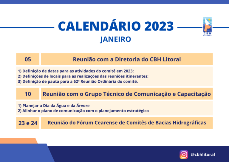 AGENDA CBH LITORAL – JANEIRO 2023